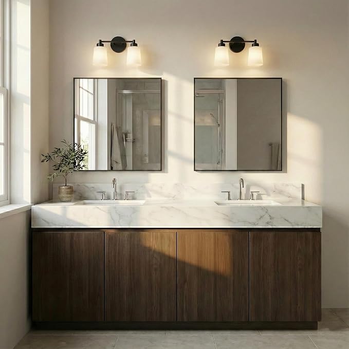 30"x30" Square Black Bathroom Mirror, Shatterproof Tempered Glass, Geometric Narrow Metal Frame Vanity Mirror, Ultra-Flush Wall-Mounted