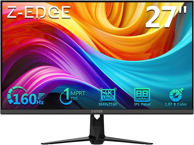 4K Monitor, Z-Edge 27 inch IPS Monitor, UHD 3840x2160 IPS Computer Monitor, 450 cd/m², 160Hz Refresh Rate, 1ms Response Time, G274K Ultra-Thin Bezel