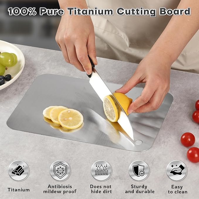 Katuchef Titanium Cutting Boards for Kitchen 100% Pure Ti Katu chef Titanium Cutting Board set Double Sided Non Toxic Titanware Chopping Board,Durable Dishwasher Safe Cutting Boards(3PC-S+L+XL)