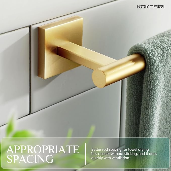 KOKOSIRI Bathroom Towel Bar Gold Hand Towel Holders Wall Mount Toilet Kitchen Cabinet Paper Holder Stainless Steel Bath Accessories, B3008BG