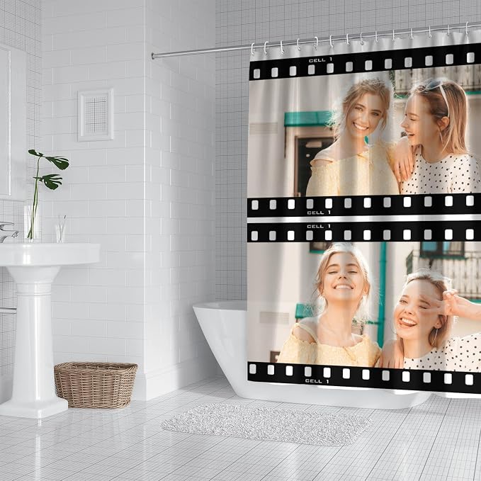 Personalized Shower Curtain Set Custom Photo Shower Curtains Modern Minimalist Home Bathroom Curtain Decor with 12 Hooks 72 Inch Wide * 72 Inch High