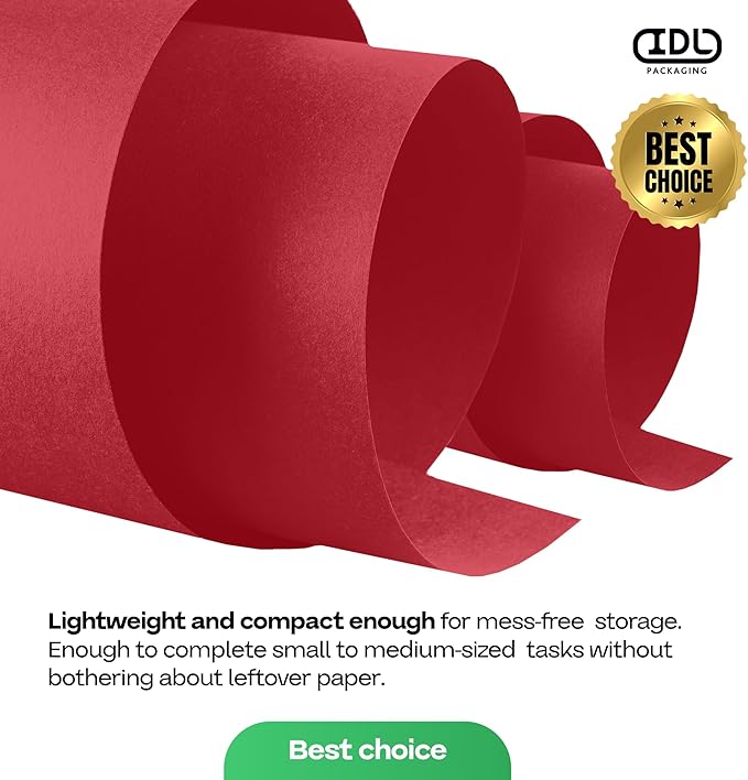 Christmas Red Kraft Paper Rolls 36" x 2160" (180 feet), Pack of 4 - USA-Made Craft Paper Roll 50lb Thickness for Art, Gift Wrapping & Moving - High-Density Roll for School by IDL Packaging