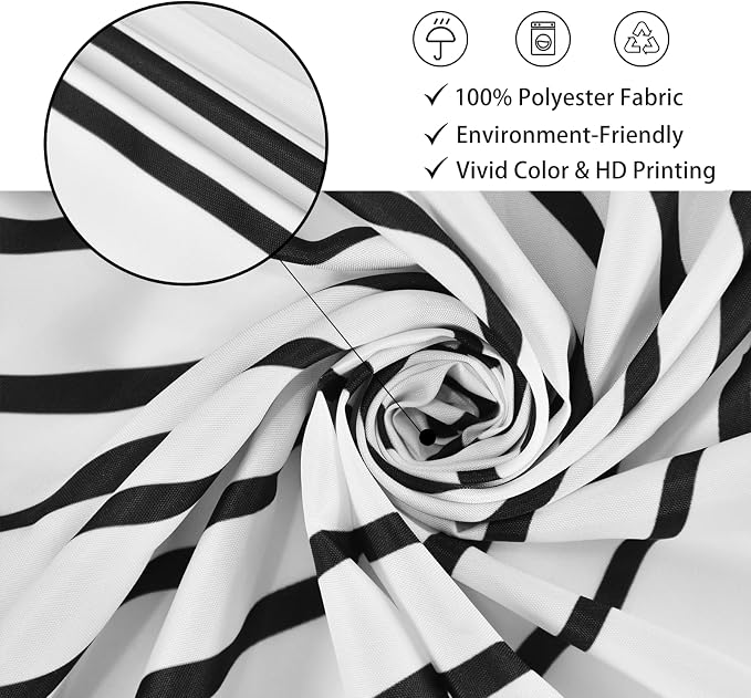 Boho Mid Century Modern Shower Curtain, Abstract Arch Leaf Minimalist Sun Black and White Machine Washable Waterproof Fabric for Bathroom Decor Bathtub with Hooks 72Wx78H