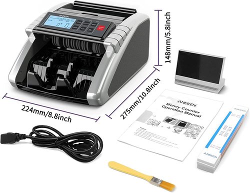 Aneken Money Counter Machine - Accurate Bill Detection with LCD Display | Value Count for Dollar & Euro