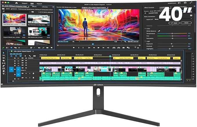 CRUA 40'' 5K Ultrawide Curved Gaming Monitor, 21:9, 5120 x 2160, 120Hz, IPS Computer Monitor with Built-in Speakers, AMD FreeSync, PIP/PBP, 120% sRGB, HDMI 2.0 & DP 1.4, Tilt/Height Adjustable-Black