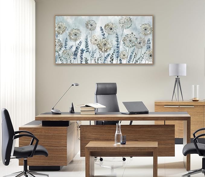 VEAEE Farmhouse Canvas Wall Art - Flowers Dandelion Wall Pictures,Living Room Decor,Nature Artwork Prints Abstract Grass Paintings for Bedroom Home Office Decoration 24"x48"