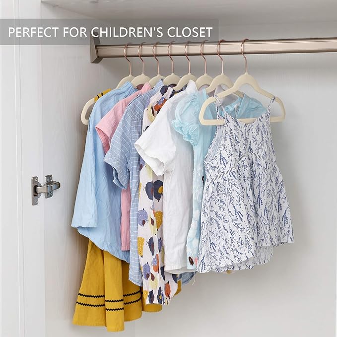 MIZGI Kids Velvet Hangers,Non-Slip Big Kids Hangers,14 Inch Hangers for Youth,Teen Clothes,Pack of 50