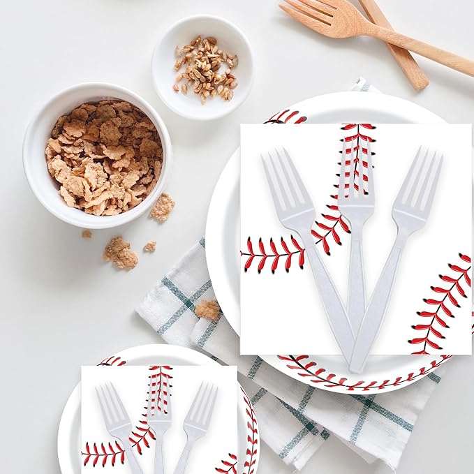72 Pcs Baseball Paper Plates and Napkins - Disposable Party Plates and Napkins Tableware Set for Sports Theme Birthday Party, Baby Shower - Serves 24