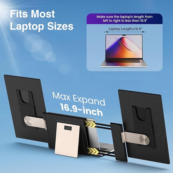 FLYTOCCA 16" Laptop Screen Extender, Updated 1200P FHD Portable Monitor with 16:10 Aspect Ratio Screen, Rotation Detachable Screen, Laptop Monitor Extender Compatible with Windows, Mac, Chrome