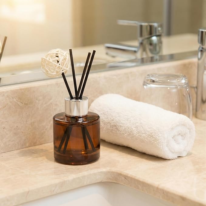 2PCS 50ml/1.6oz Glass Diffuser Bottles, Amber & Brown, Aromatherapy Storage Containers, Fragrance Accessories, DIY Replacement Diffuser Sticks, Home Decor