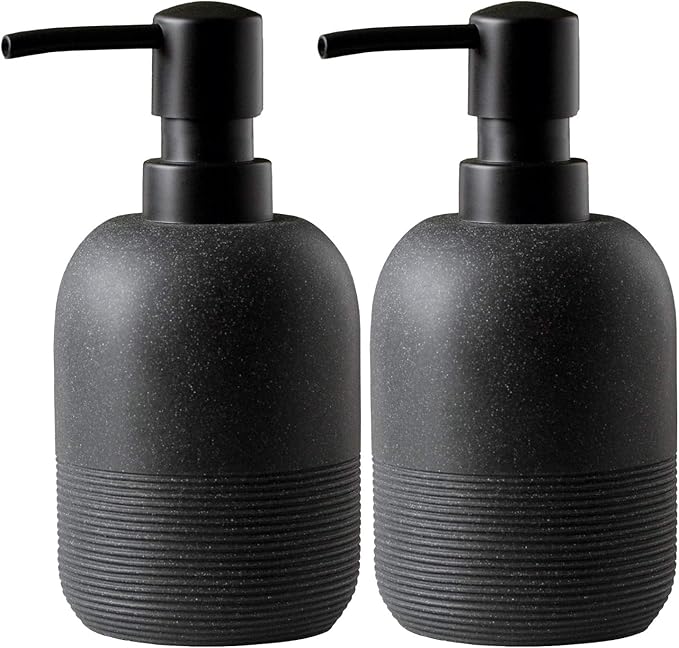 GalDal Matte Black Soap Dispenser Sets with Pump,Hand Soap and Lotion Dispenser for Bathroom Countertop,Morden Soap Dispenser for Kitchen-10.6oz.