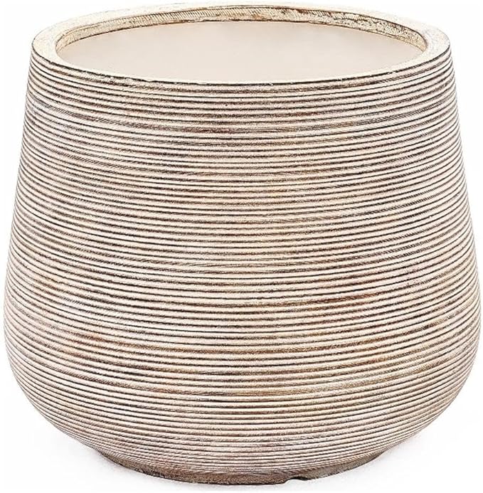 LuxenHome 17" Dia Large Round Planters for Indoor Plants, Outdoor Planters with Drainage Holes, Farmhouse Distressed Plant Pots Indoor & Outdoor for Home Garden Patio