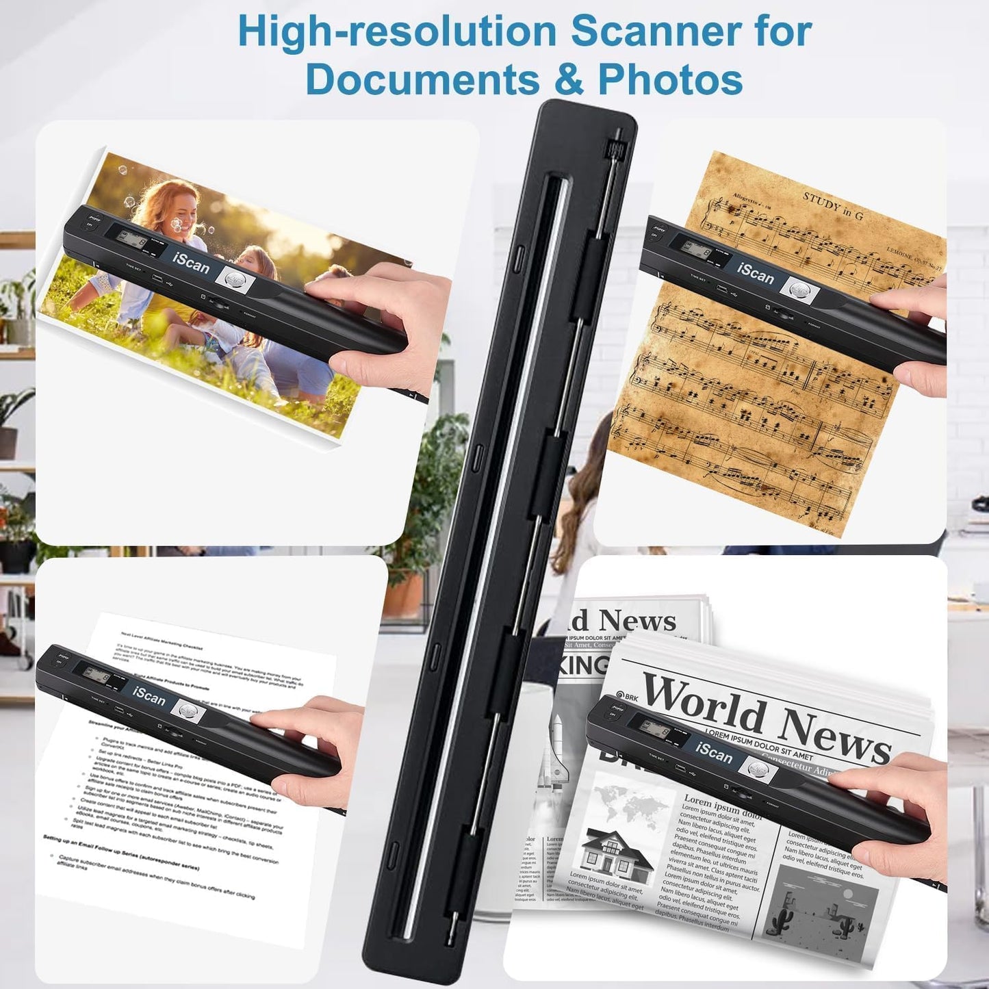 Skiennix Portable Photo Scanner - High-Resolution 900 DPI Document Scanner with 16GB SD Card | USB Uploads to Computer