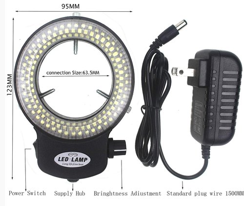 LED-144-ZK Black Adjustable 144 LED Ring Light - Perfect Illuminator for Stereo Microscopes