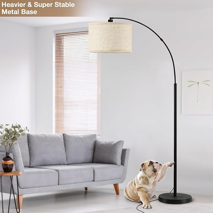 71" Arc Floor Lamps for Living Room, Standing Lamp with Adjustable Head, Tall Pole Lamp with Foot Switch, Arched Reading Light for Bedroom, Office, 9W Adjustable Color Temperatures Bulb Included