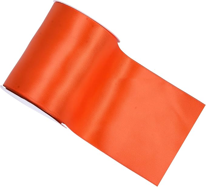 YAMA Orange Double Faced Satin Ribbon, 4 Inch 5 Yards, Great for Crafts Bows Flower Bouquet Wedding Home Decor Gift Wrapping
