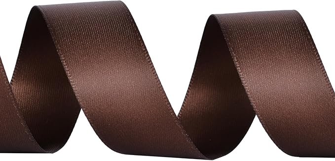 YAMA Brown Satin Ribbon 7/8 Inch 25 Yards Brown Fabric Ribbon for Gift Wrapping Crafts Hair Bows Wedding Party Decoration