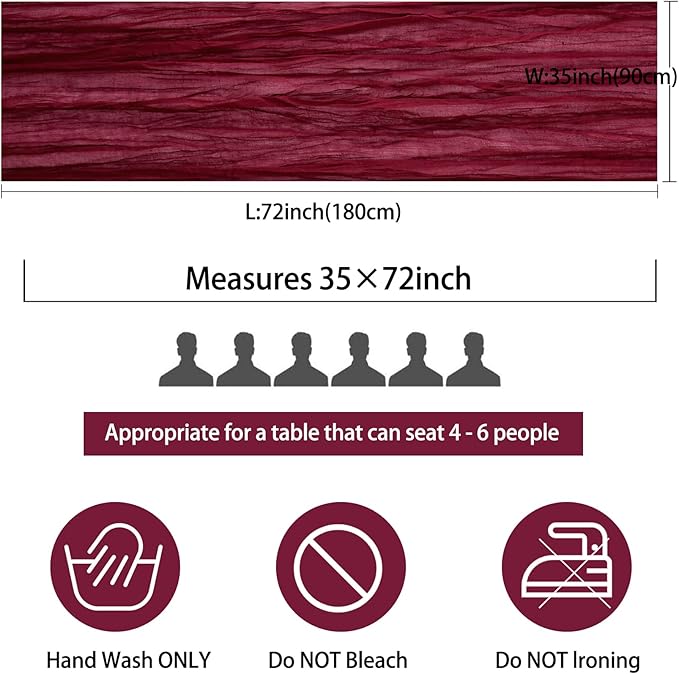 12 Pack Cheesecloth Table Runner 35x72 Inch Boho Gauze Table Runner Rustic Cheese Cloth Long Romantic Table Runners for Wedding Bridal Shower Birthday Party Table Decor (Burgundy)