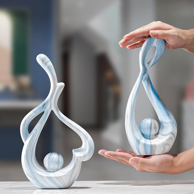 Blue Table Decor Sculptures Home Decor, Ceramic Statue Living Room Decoration, Abstract Art Sculpture Table Centerpieces, Modern Shelf Entryway Coffee Table Decor