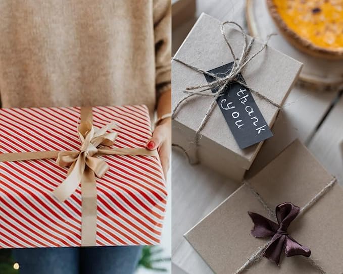 Double Face Brown Satin Ribbon 1/2 inch X50 Yards Polyester Brown Ribbon for Gift Wrapping Very Suitable for Weddings Party Invitation Decorations and More