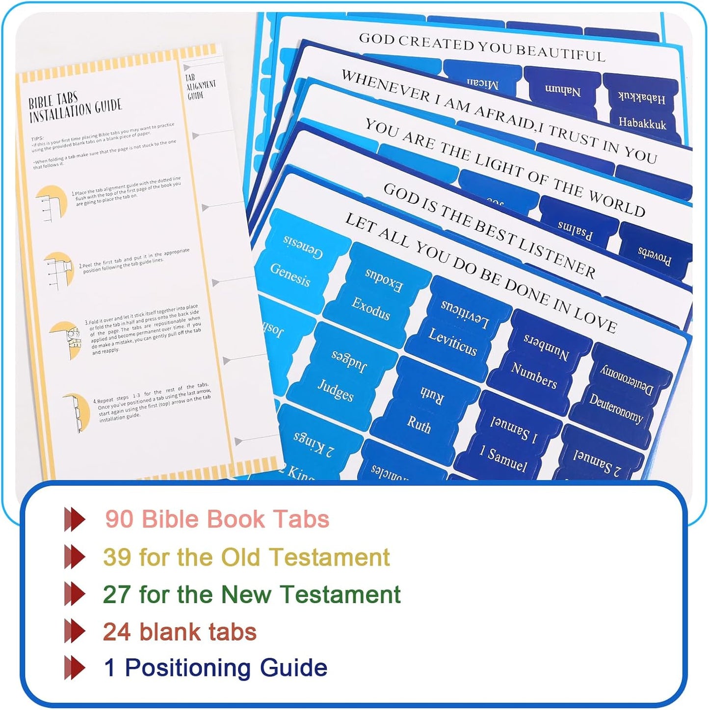 Skiennix Bible Dividers Tabs - 90 Large Print Index Bookmarks for Easy Study | Ideal Christian Gifts