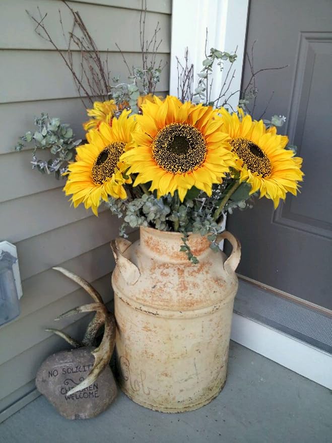 Large Sunflowers Artificial Flowers 8" Full Bloom Long Stem Artificial Sunflower 33" Tall Sun Flowers Giant Silk Sunflowers with Stem Fake Sunflower Floral Arrangement for Home Wedding Decoration
