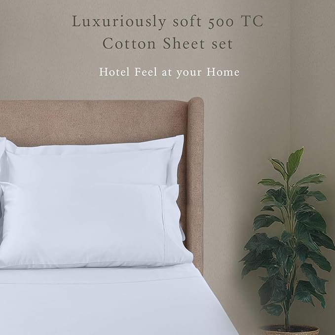 Threadmill - Twin XL Sheets Set Soft 100% Cotton Cooling Sheets Deep Pocket Snug Fit Elastic, 500 Thread Count, 3-Pc, Hotel Quality Bed Sheets, Beats Egyptian Cotton Claim (Pure White)