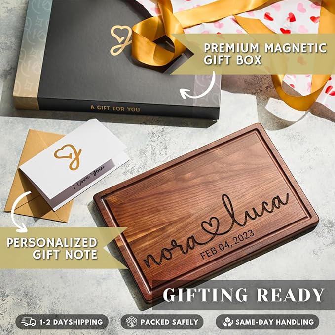 Personalized Cutting Board Wedding Gift, Customized Bridal Shower Gifts, Wedding Shower Gifts, Engraved Gifts for Couples 2025, Custom Anniversary Wooden Gifts