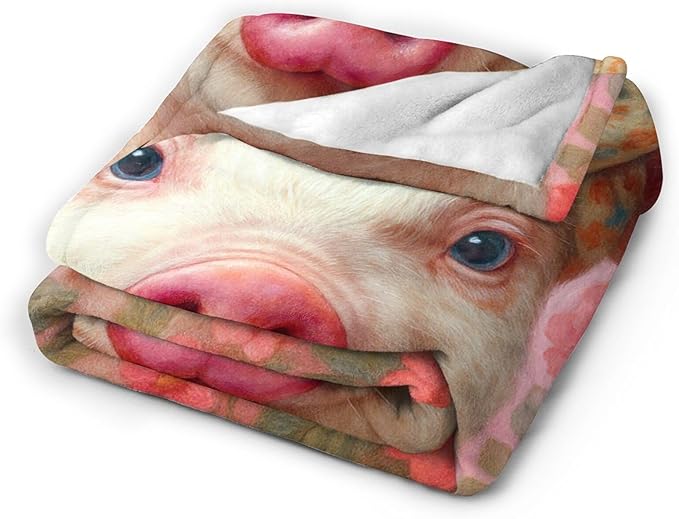 Pink Pig Blanket Cute Pig Throw Blanket Soft Cozy Fleece Fuzzy Stuffed Plush Flannel Animal Gifts for Girls Women Boys Kids Adults 50"X60"