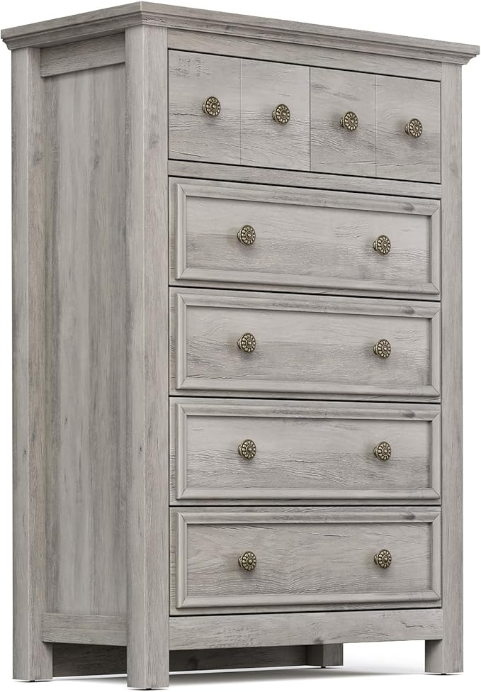 LGHM Dressers for Bedroom with 6 Drawers, 6 Drawer Dresser with Textured Borders, Chest of Drawers Closet Organizers and Storage Clothes - 6" Deep Drawer for Bedroom, Living Room,Gray