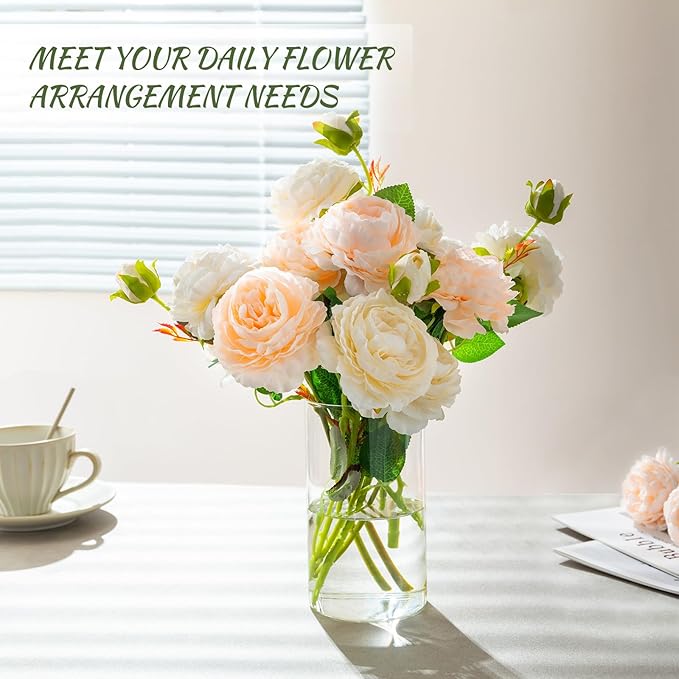 DYMFADFB 12pcs Glass Cylinder Vases for Centerpieces - 6 Inch Tall Flower Vase for Wedding Decorations, Clear Glass Flower Vases Floating Candle Holder for Table Centerpiece Wedding Home Décor