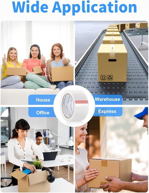 JARLINK Heavy Duty Stretch Film Bundle - 12 Clear Packing Tapes, 2.0mil Thick, 1.88" Wide, 720 Yards Total