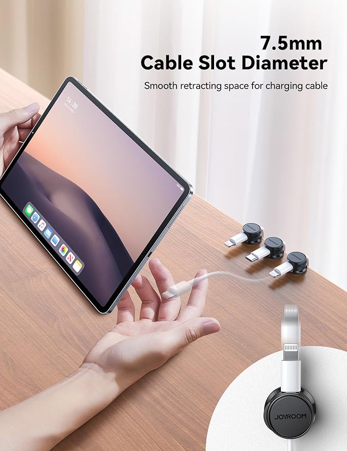9 Pack Cable Management Cord Holder, JOYROOM Magnetic Cable Clips Adhesive Wire Hider, Cord Organizer for Desk Bedside Nightstand Table Desktop USB Wall Car Office Workspace Accessories, Black