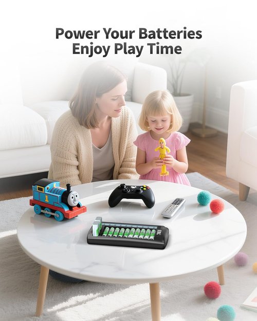 EBL 12-Bay LCD Battery Charger - Multi-Battery Charging Station for AA, AAA & 9V Batteries