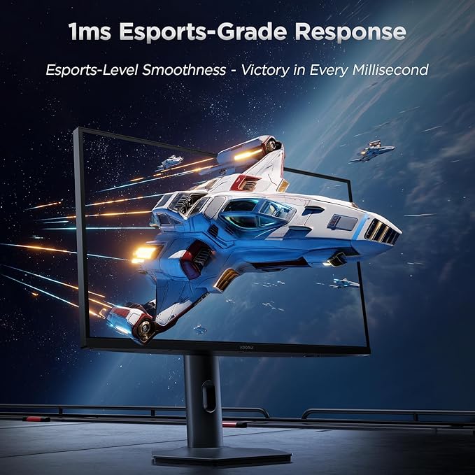 KOORUI 27" 4K QD-Mini LED Gaming Monitor - Dual-Mode (UHD 160Hz or FHD 320Hz), 1ms, 99% Adobe RGB, HDR1400, 90W USB-C, HDMI 2.1/DP1.4, VESA, Tilt Height Swivel Vertical Adjustment, Black, S2741LM