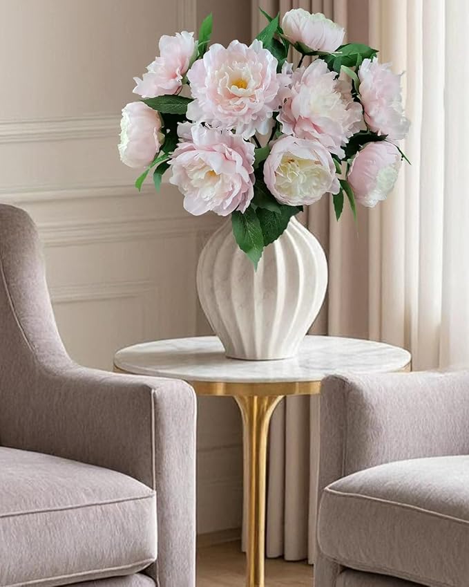 Premium Pink Peonies Artificial Flowers, Fake Silk Peony Flowers with Stems, Faux Florals for Wedding Bridal Bouquets, Floral Arrangements, Table Centerpieces, Home Decorations