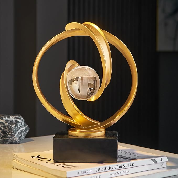 Modern Gold Statue Decor for Living Room, Abstract Art Sculptures Home Décor Accents for Coffee Table TV Stand Bookshelf, Resin Decorations for Dining Room Office Bedroom