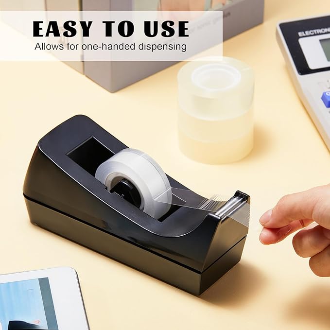 Lanties 6 Pack Desktop Tape Dispensers Non Skid Base for Office Home School (Tape Not Included) (Black)