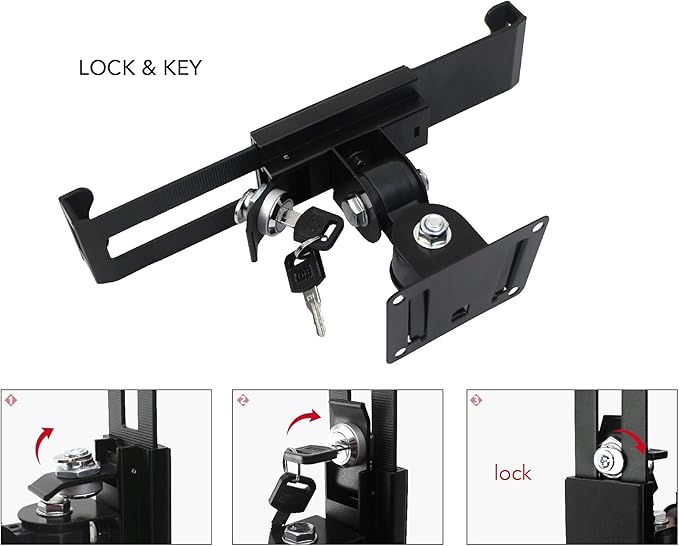 WeSTRUGGLE Tablet Wall Mount Holder with Lock and Key, Rotate Design Arbitrary Adjustment,Multi Angle,Bracket for Most 8 to 10.4 Inch,and for iPad Air &10.2,10.9,Pro 11 Galaxy tab,and More (Black)