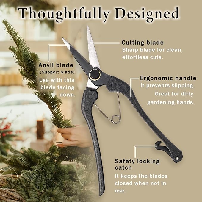 Professional Forged 8.2" Japanese Bud Cutting Pruning Shears Garden Flower Trimming Scissors Made in Japan (Single-blade)