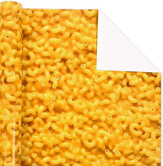 Altarho Funny Wrapping Paper Roll for Men Women - Weird Cheesy Macaroni Novelty Design for Teen Adult Birthday Total 28.5sq.ft