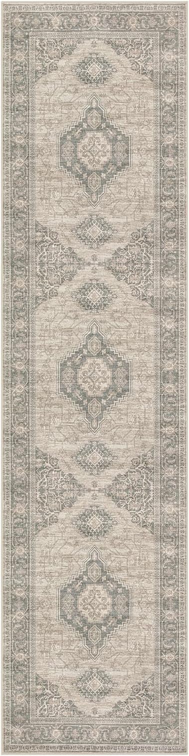 Lahome Oriental Hallway Runner Rug, 2.5x10 Washable Runner Ultra-Thin Hallway Rug for Bedroom Entryway, Soft Long Carpet for Kitchen Bathroom ‎Laundry Room, Grey/Brown