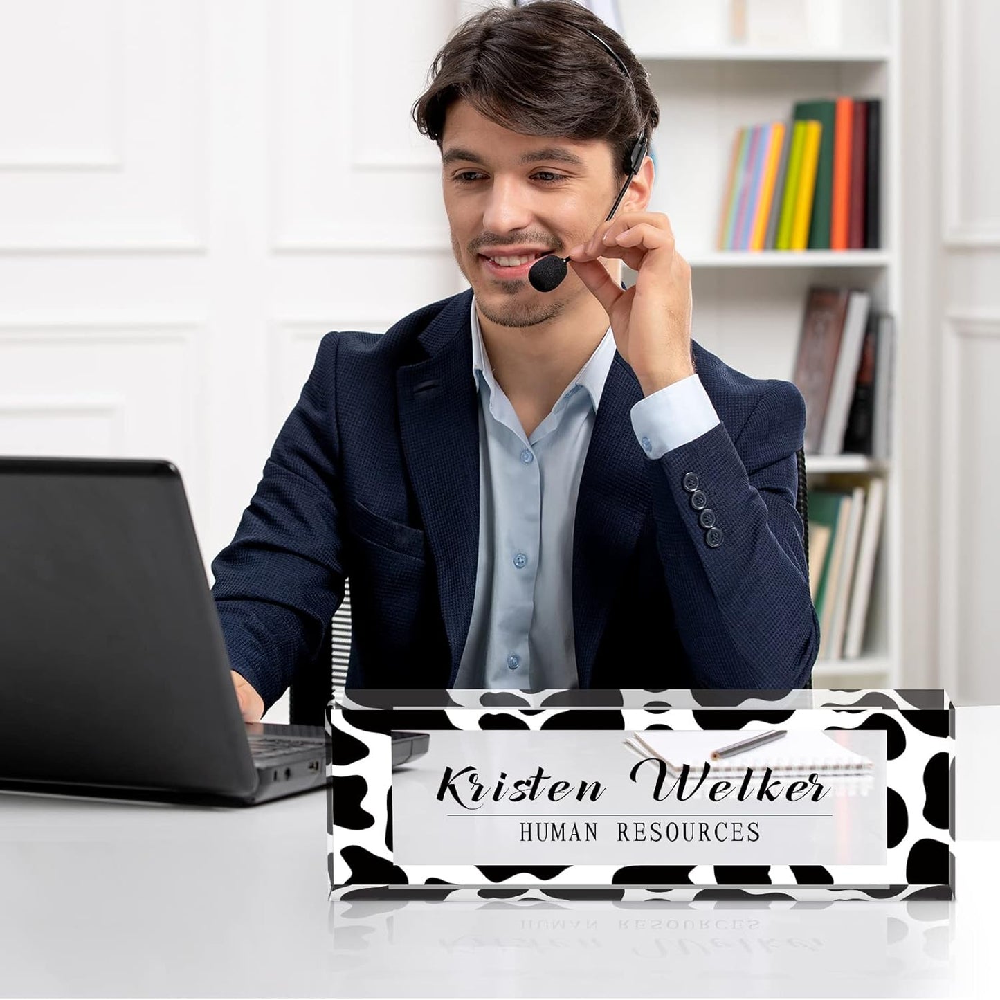 Skiennix Personalized Desk Name Plate - Custom Acrylic Office Gift for Coworkers, Boss, Teacher