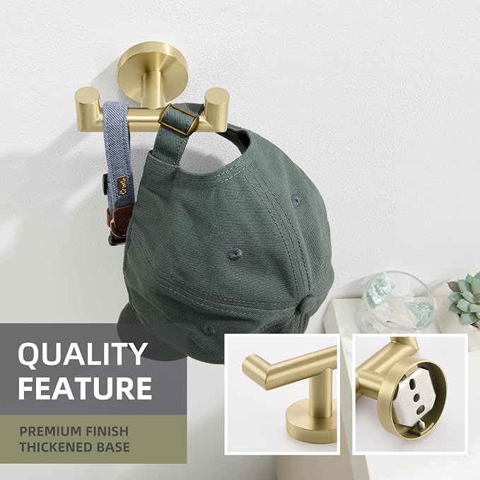 Angle Simple Bathroom Towel Hook, SUS304 Stainless Steel Robe Hook, Hand Towel Holder Wall Mount, Brushed Gold