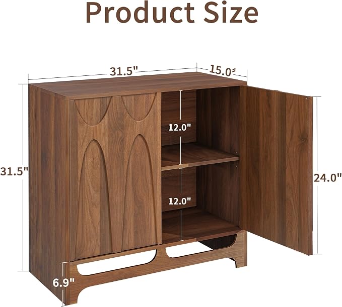 Bifins Sideboard Buffet Cabinet with Storage Set of 3, 94.5” Mid Century Modern Storage Cabinet with Adjustable Shelf and 6 Doors for Dining Room, Living Room,Entry
