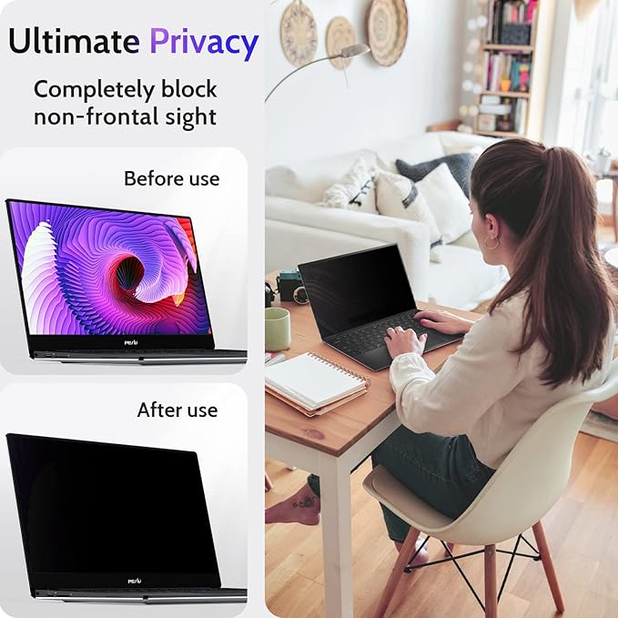 Peslv 13.3 Inch Laptop Privacy Screen for 16:9 Computer Monitor, Anti Glare Blue Light Filter Protector, Removable 13 In Security Shield Compatible with Lenovo Hp Dell Acer Asus Thinkpad Envy Xps