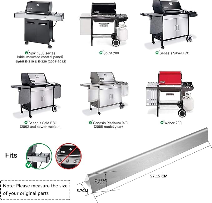 Uniflasy 22.5" 7537 7536 Flavorizer Bars for Weber Spirit 300, E310, E320, Genesis Silver B C, Genesis Silver Gold B C, Platinum B C, Spirit 700 Weber 900, Stainless Steel Heat Plates for Weber 7536