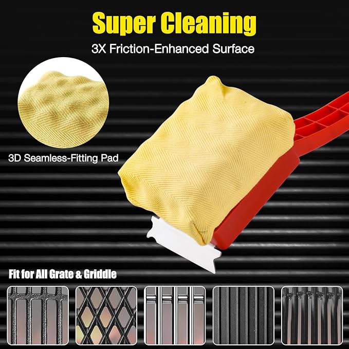 Grill Brush Bristle-Free – Steam Cleaning – Includes 2 Extra Brush Head – Heavy-Duty Barbecue Scraper,Red