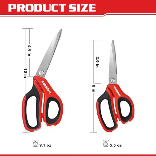 Goldblatt Heavy Duty Scissors - 2PCS Multipurpose Stainless Steel Blades | Comfortable Grip for Easy Cutting