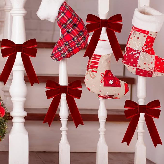 10 Yards Red Velvet Ribbon 1 Inch for Christmas Tree,Velvet Christmas Ribbon for Gift Wrapping Crafts Bow Wreath Holiday Decorations (Red)